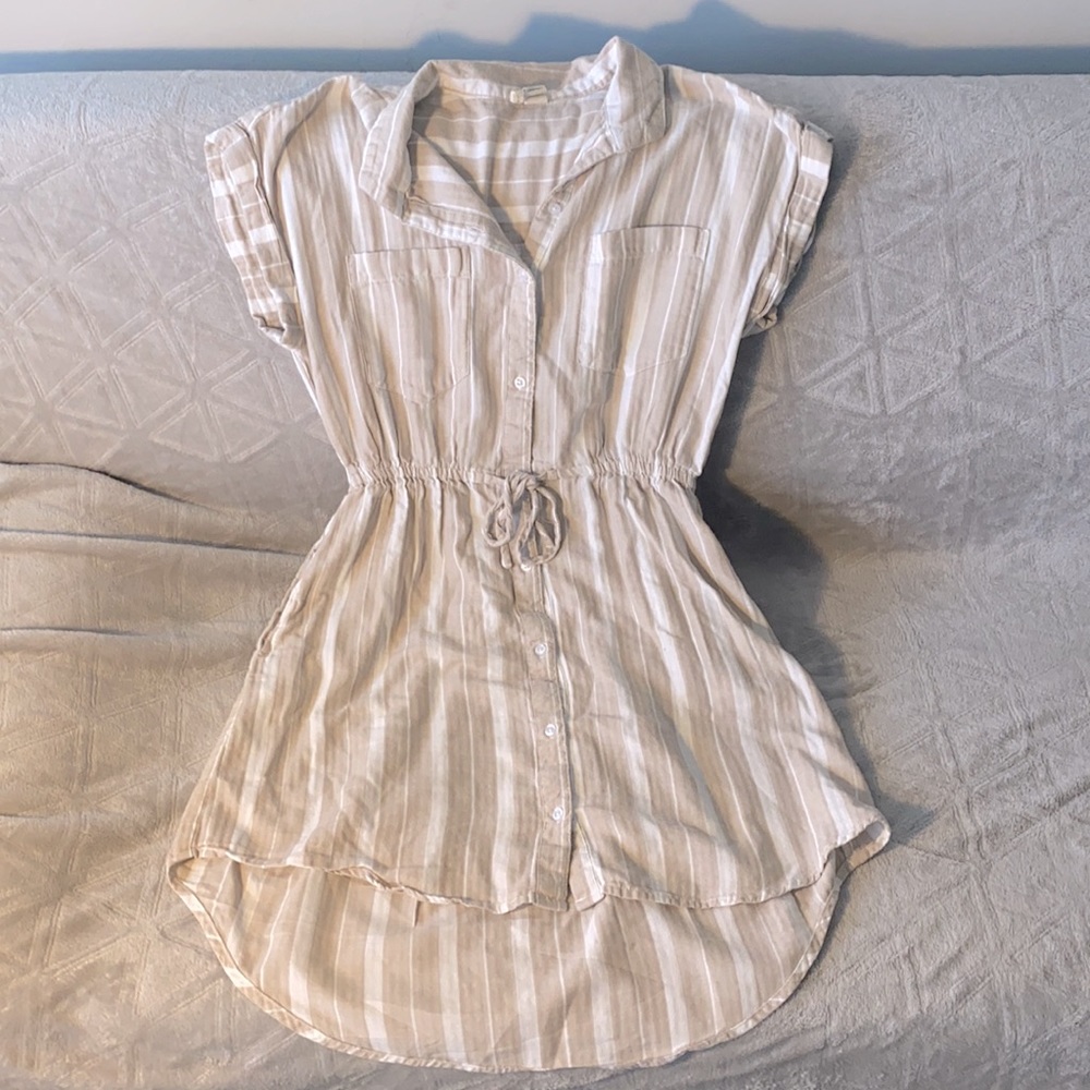 Women’s Casual Tan and Cream striped dress